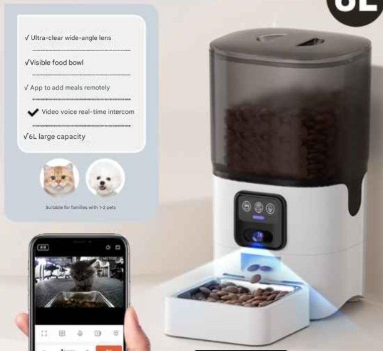 Comedero Automático Inteligente para Mascotas de 6L con Control WiFi Remoto