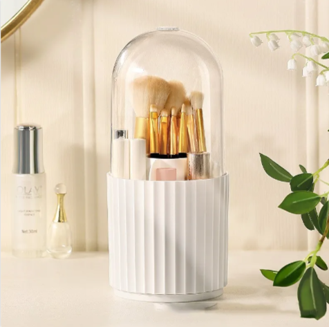 Organizador Giratorio Multifuncional para Brochas de Cosméticos a Prueba de Polvo de Escritorio
