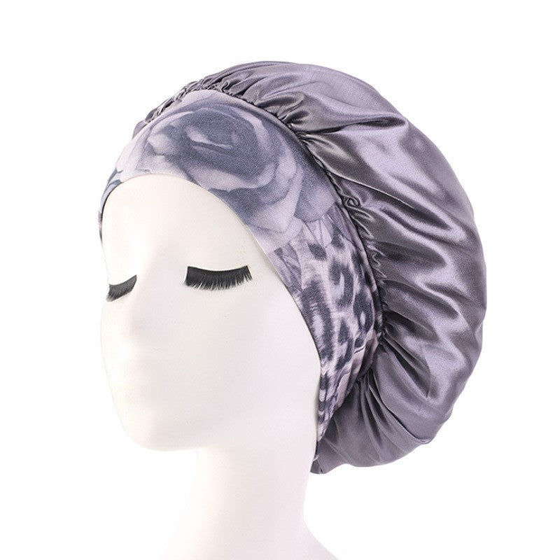 Gorro de Dormir de Estilo Étnico con Banda Ancha para el Cuidado de la Belleza