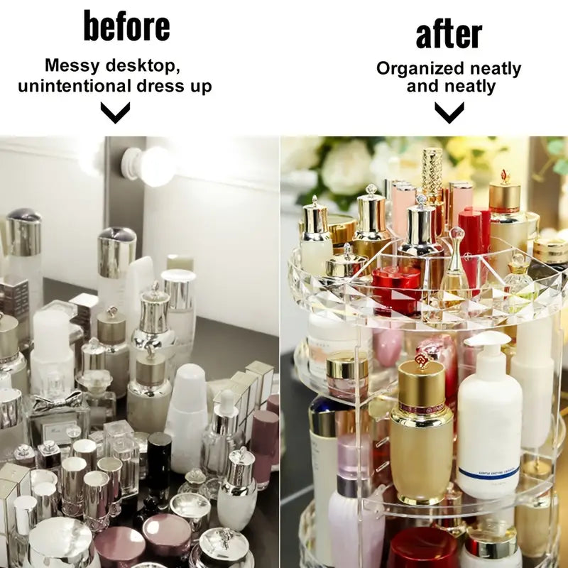 Estuche Giratorio para Almacenamiento de Cosméticos con Organizador Ajustable