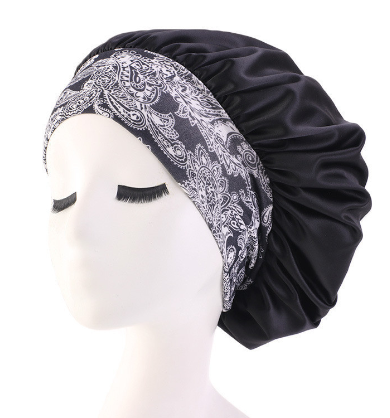 Gorro de Dormir de Estilo Étnico con Banda Ancha para el Cuidado de la Belleza