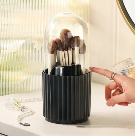 Organizador Giratorio Multifuncional para Brochas de Cosméticos a Prueba de Polvo de Escritorio