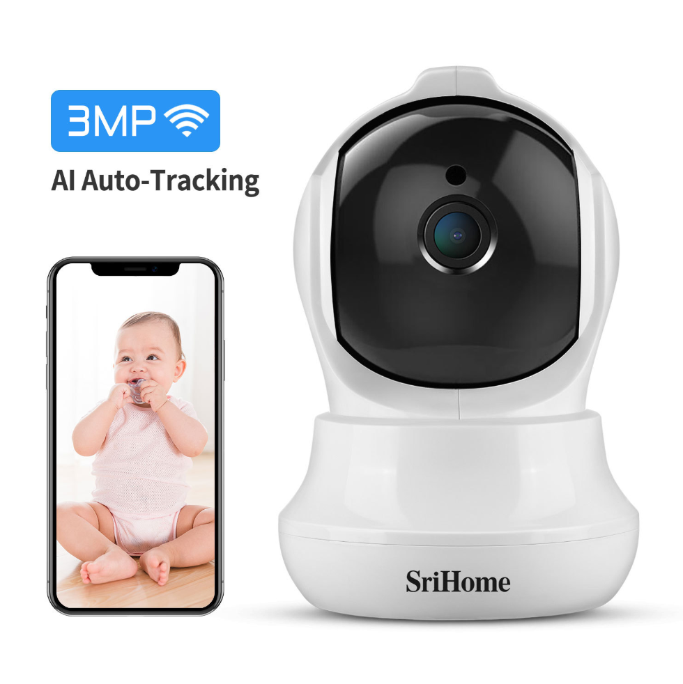 Cámara de Seguridad Inalámbrica Inteligente Srihome 3MP con Seguimiento Automático