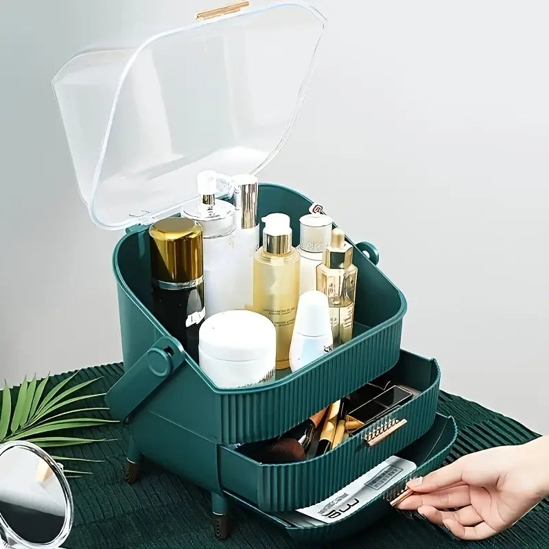 Organizador de Cosméticos de Mano de Gran Capacidad para Escritorio
