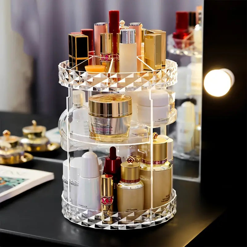 Estuche Giratorio para Almacenamiento de Cosméticos con Organizador Ajustable