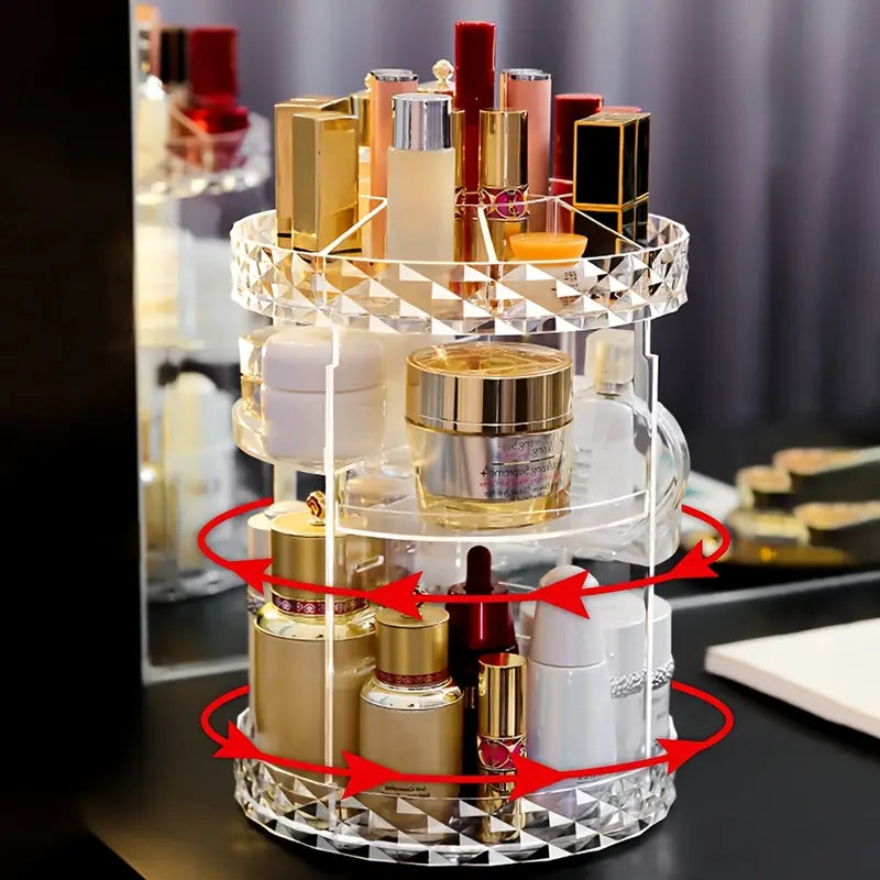 Estuche Giratorio para Almacenamiento de Cosméticos con Organizador Ajustable