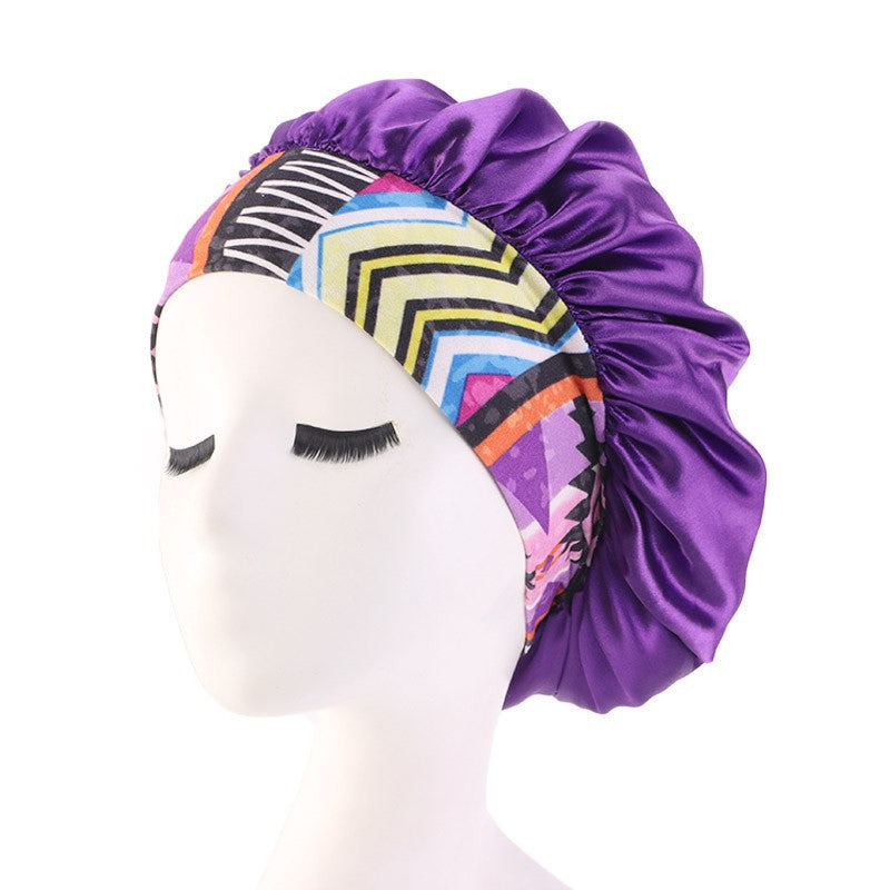 Gorro de Dormir de Estilo Étnico con Banda Ancha para el Cuidado de la Belleza