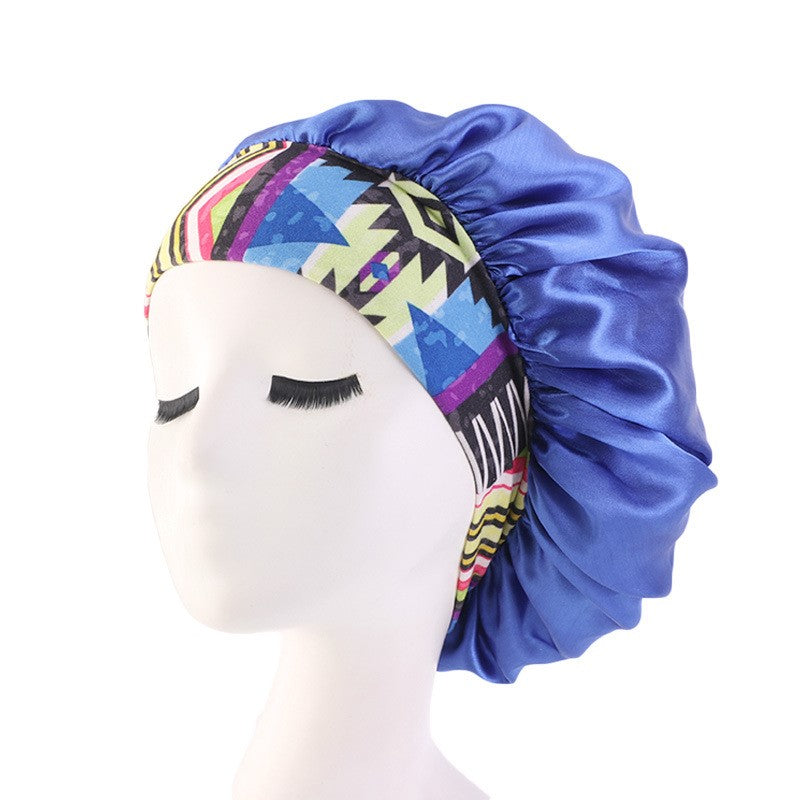 Gorro de Dormir de Estilo Étnico con Banda Ancha para el Cuidado de la Belleza