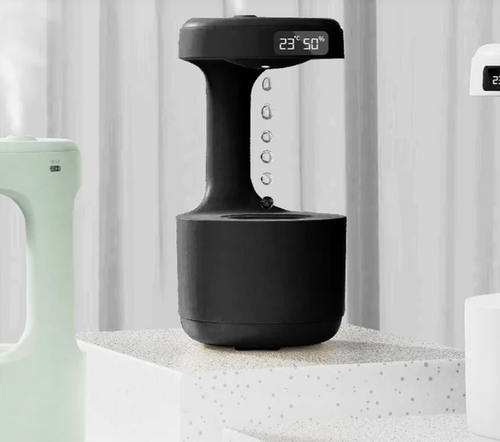 Schlafzimmer-Anti-Schwerkraft-Luftbefeuchter mit Uhr, Wassertropfen-Rückfluss-Aromadiffusor, große Kapazität, Büro, Schlafzimmer, geräuschlos, starker Nebel, Haushaltszerstäuber